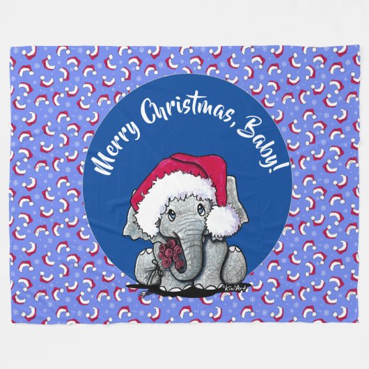 KiniArt Elephant-kerstfeest Fleece Blanket (Voorkant (Horizontaal))