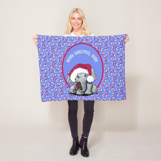 KiniArt Elephant-kerstfeest Fleece Blanket (In situ)