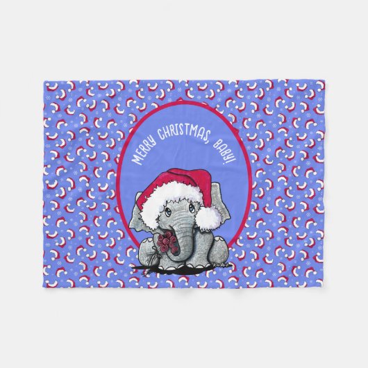 KiniArt Elephant-kerstfeest Fleece Blanket (Voorkant (Horizontaal))