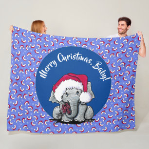 KiniArt Elephant-kerstfeest Fleece Blanket Deken