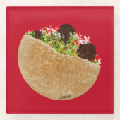 KiniArt Falafel Sandwich Glazen Onderzetter (Voorkant)