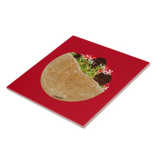 KiniArt Falafel Sandwich Tegeltje (Zijkant)