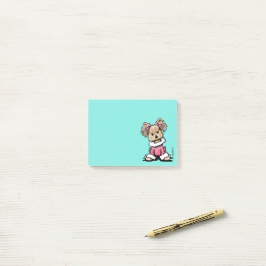 KiniArt Festive Yorkie Terrier Post-it® Notes (Op bureau)