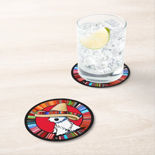 KiniArt Fiesta Westie Ronde Kartonnen Onderzetter (Insitu)