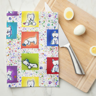 KiniArt Flowerbox Westies Theedoek