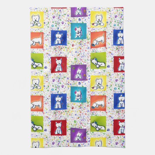 KiniArt Flowerbox Westies Theedoek (Verticaal)