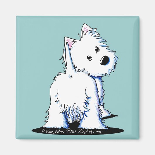 KiniArt Fluffy Butt Westie Magnet (Voorkant)