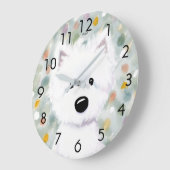 KiniArt Fluffy Westie Impressions Grote Klok (Hoek)