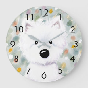 KiniArt Fluffy Westie Impressions Grote Klok