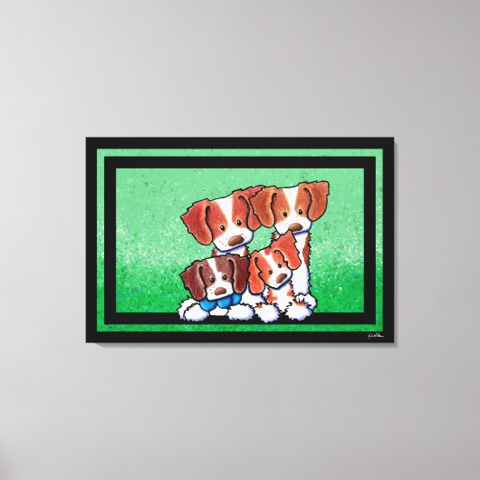 KiniArt Four Brittany Dogs Art Canvas Afdruk (Voorkant)