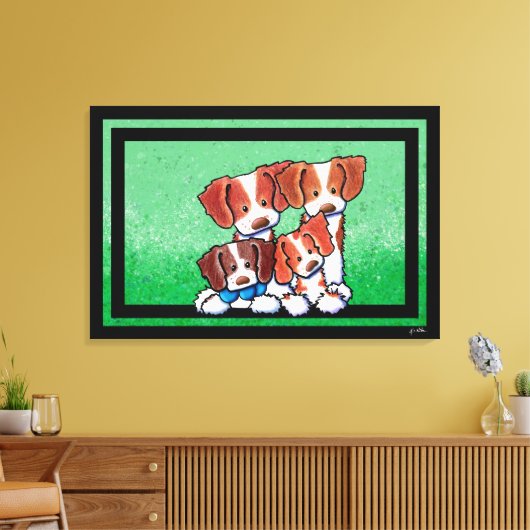 KiniArt Four Brittany Dogs Art Canvas Afdruk (Insitu (Woonkamer))