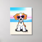 KiniArt French Brittany Dog Beach Canvas Afdruk (Voorkant)