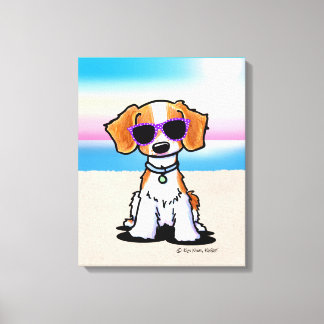KiniArt French Brittany Dog Beach Canvas Afdruk
