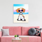 KiniArt French Brittany Dog Beach Canvas Afdruk (Insitu (Woonkamer))