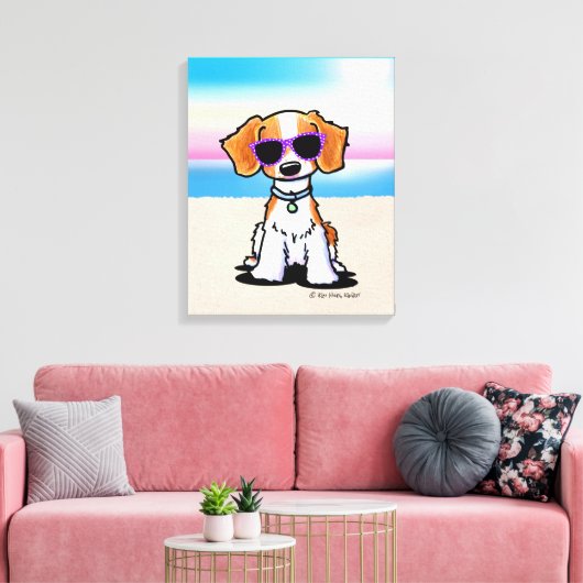 KiniArt French Brittany Dog Beach Canvas Afdruk (Insitu (Woonkamer))