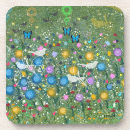 KiniArt Garden Flowers Birds and Butterflies Bier Onderzetter
