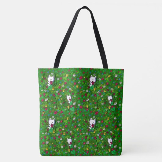 KiniArt Garden Westies All-Over Print Tote Bag (Voorkant)