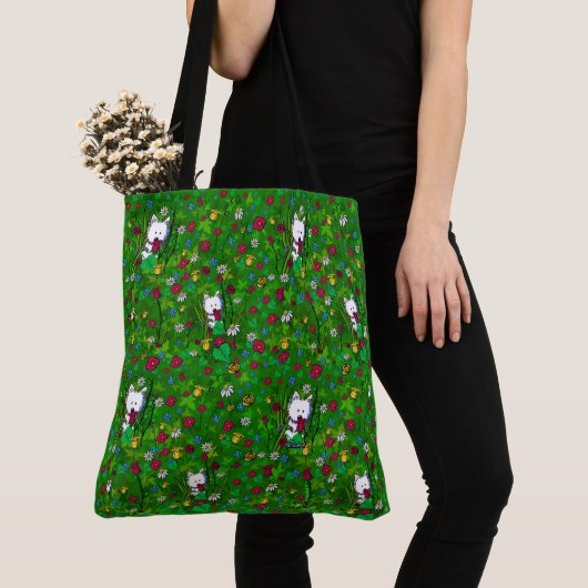 KiniArt Garden Westies All-Over Print Tote Bag (Dichtbij)