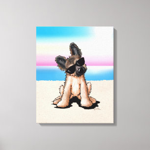 KiniArt German Shepherd Beach Canvas Afdruk