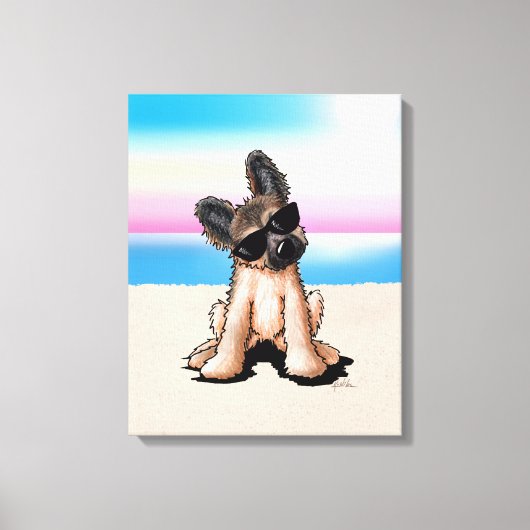 KiniArt German Shepherd Beach Canvas Afdruk (Voorkant)