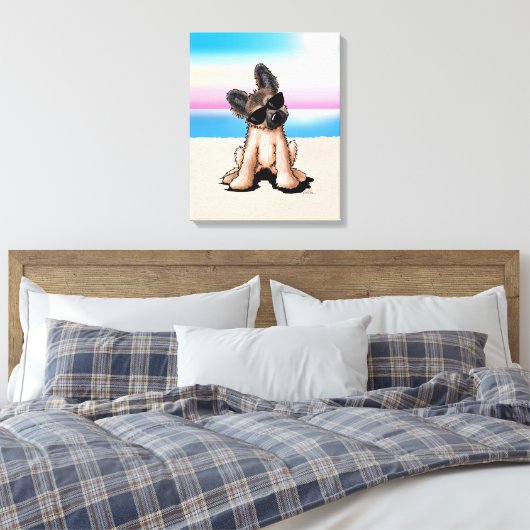 KiniArt German Shepherd Beach Canvas Afdruk (Insitu (Slaapkamer))