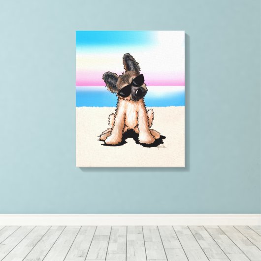 KiniArt German Shepherd Beach Canvas Afdruk (Insitu (Houten vloer))
