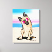KiniArt German Shepherd Beach Canvas Afdruk (Voorkant)