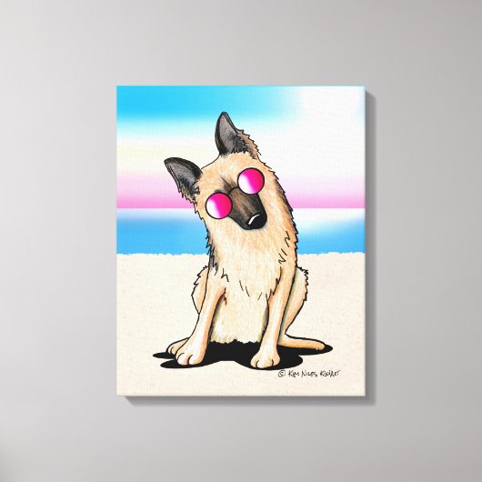 KiniArt German Shepherd Beach Canvas Afdruk (Voorkant)