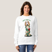 KiniArt Geschoren Goldendoodle Kerst Trui (Voorkant volledig)