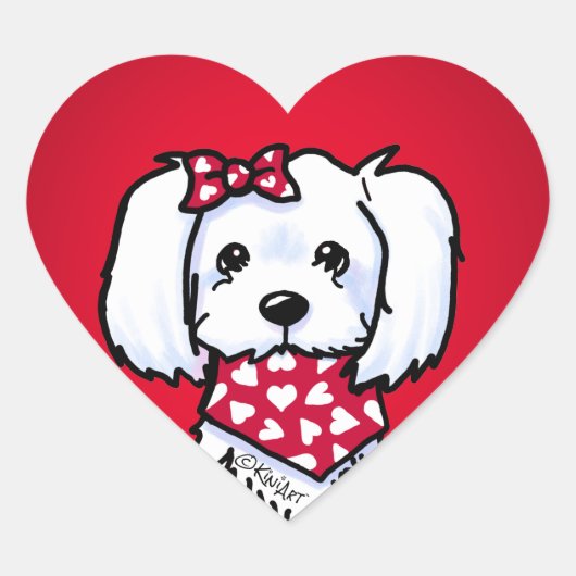 KiniArt Gidget Portrait Red Heart Stickers (Voorkant)