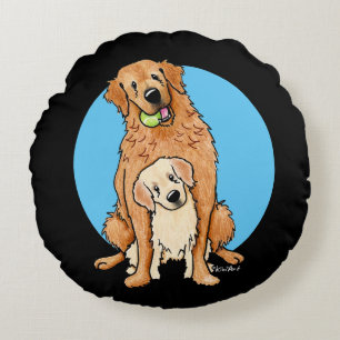 KiniArt Golden Retrievers Pillow Rond Kussen