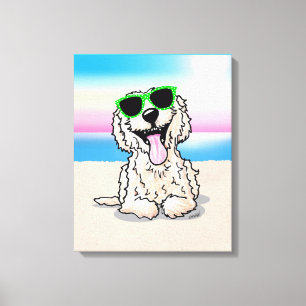 KiniArt Goldendoedle Dog Beach Canvas Afdrukken