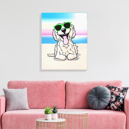 KiniArt Goldendoedle Dog Beach Canvas Afdrukken (Insitu (Woonkamer))
