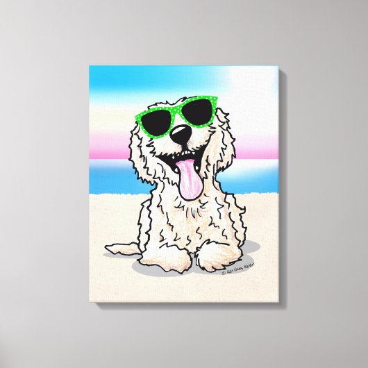 KiniArt Goldendole Dog Beach Canvas Afdruk (Voorkant)