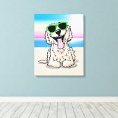 KiniArt Goldendole Dog Beach Canvas Afdruk (Insitu (Houten vloer))