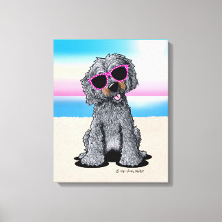 KiniArt Goldendole Dog Beach Canvas Afdruk