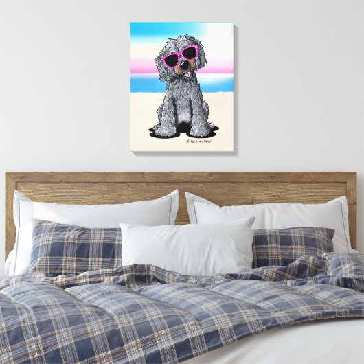 KiniArt Goldendole Dog Beach Canvas Afdruk (Insitu (Slaapkamer))