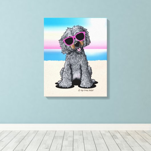 KiniArt Goldendole Dog Beach Canvas Afdruk (Insitu (Houten vloer))