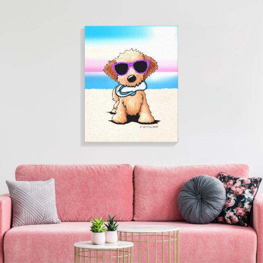 KiniArt Goldendole Dog Beach Canvas Afdruk (Insitu (Woonkamer))
