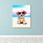 KiniArt Goldendole Dog Beach Canvas Afdruk (Insitu (Houten vloer))