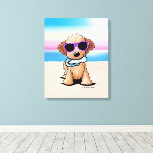 KiniArt Goldendole Dog Beach Canvas Afdruk (Insitu (Houten vloer))