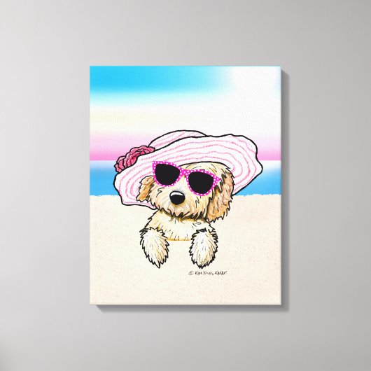 KiniArt Goldendole Dog Beach Canvas Afdruk (Voorkant)