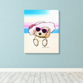 KiniArt Goldendole Dog Beach Canvas Afdruk (Insitu (Houten vloer))