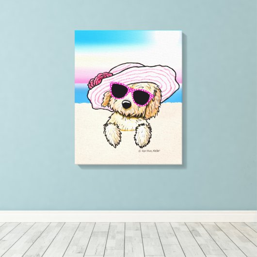 KiniArt Goldendole Dog Beach Canvas Afdruk (Insitu (Houten vloer))