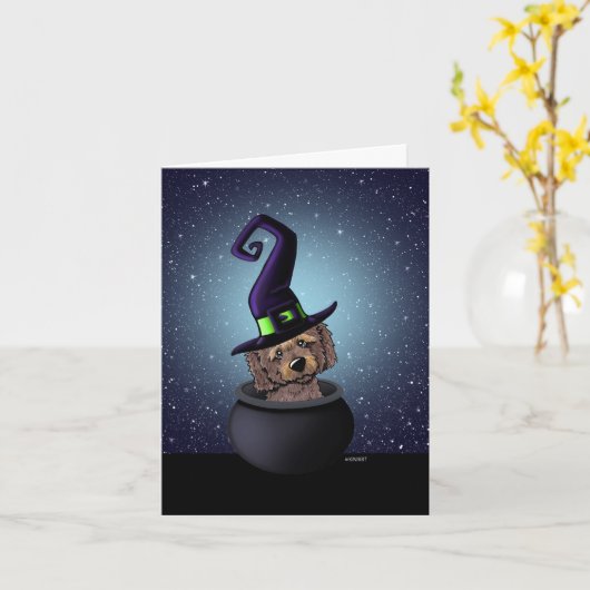 KiniArt Goldendole Witch Halloween Kaart (Gele Bloem)