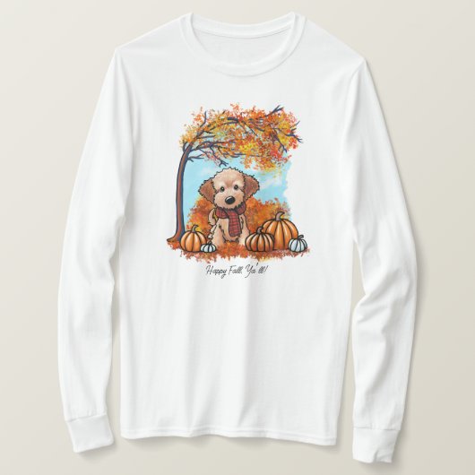 KiniArt Goldendoodle Pup Herfst T-shirt (Design voorkant)