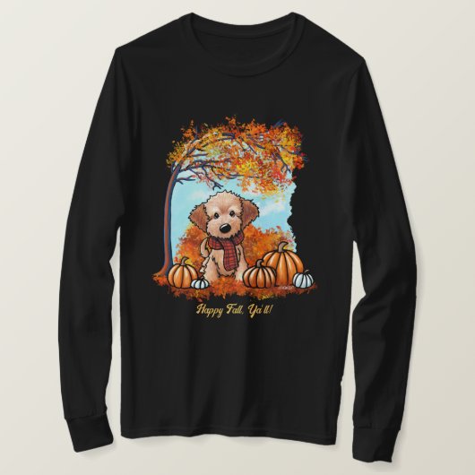 KiniArt Goldendoodle Pup Herfst T-shirt (Design voorkant)