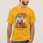 KiniArt Goldendoodle Pup Herfst T-shirt (Voorkant)
