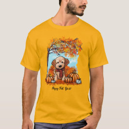 KiniArt Goldendoodle Pup Herfst T-shirt
