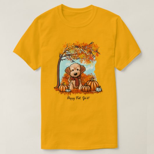 KiniArt Goldendoodle Pup Herfst T-shirt (Design voorkant)
